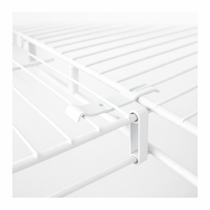 Metal corner bracket for wire shelving by Best Glass Parts, showing sturdy L-shaped support for secure shelving installation.