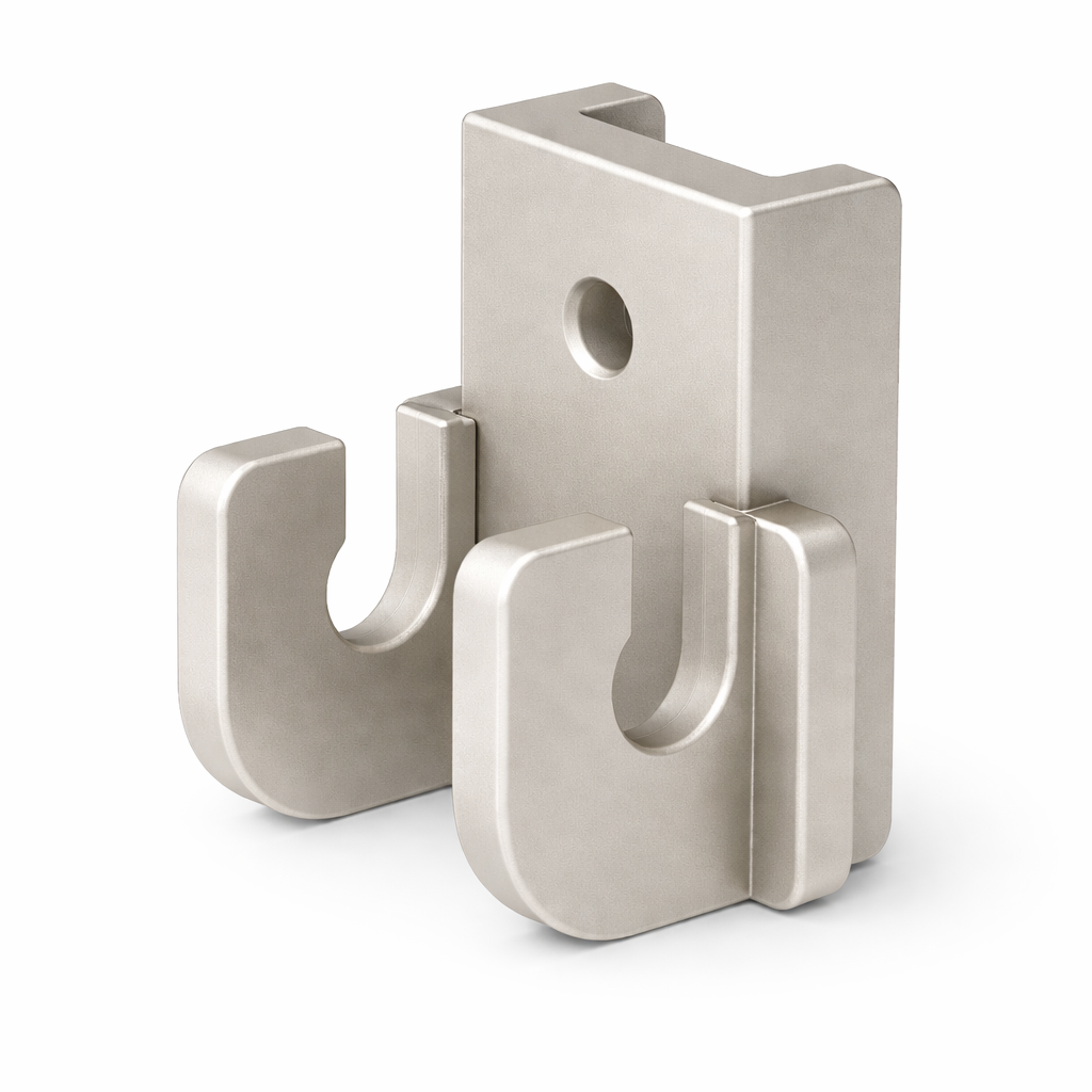 Best Glass Parts wire shelving pole connector for secure assembly of wire shelving units, shown in metallic finish.