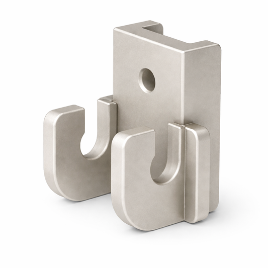 Best Glass Parts wire shelving pole connector for secure assembly of wire shelving units, shown in metallic finish.