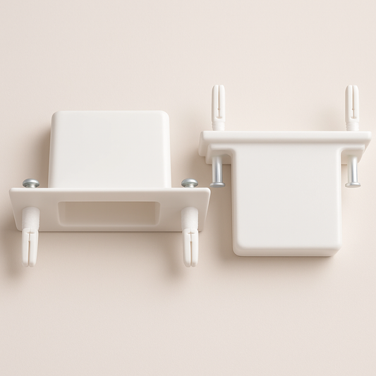White wire shelving wall bracket by Best Glass Parts, sturdy metal support for wall-mounted shelves.